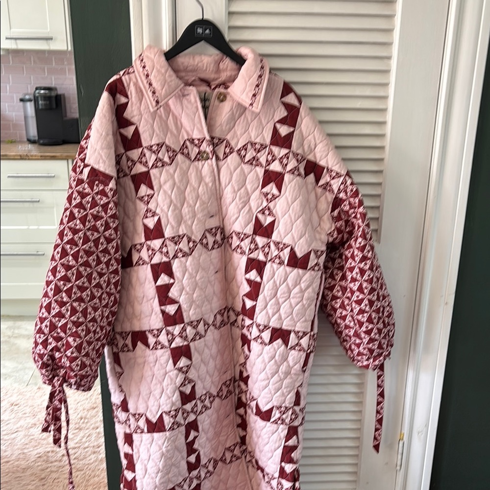 Pink and Red Quilted Coat